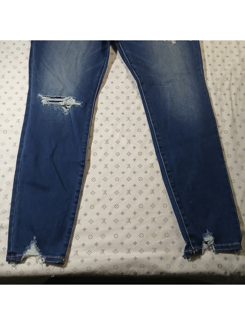 American Eagle Blue Distressed Skinny Jeans Womens Y2K Streetwear Retro